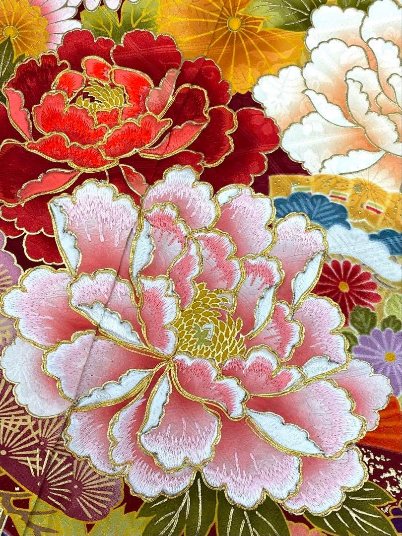 振袖 豪華 金駒 金彩 紋意匠 身丈177cm トールサイズ 振袖 豪華 刺繍 金彩 紋意匠 牡丹 身丈168cm 撥水加工済 振袖 豪華