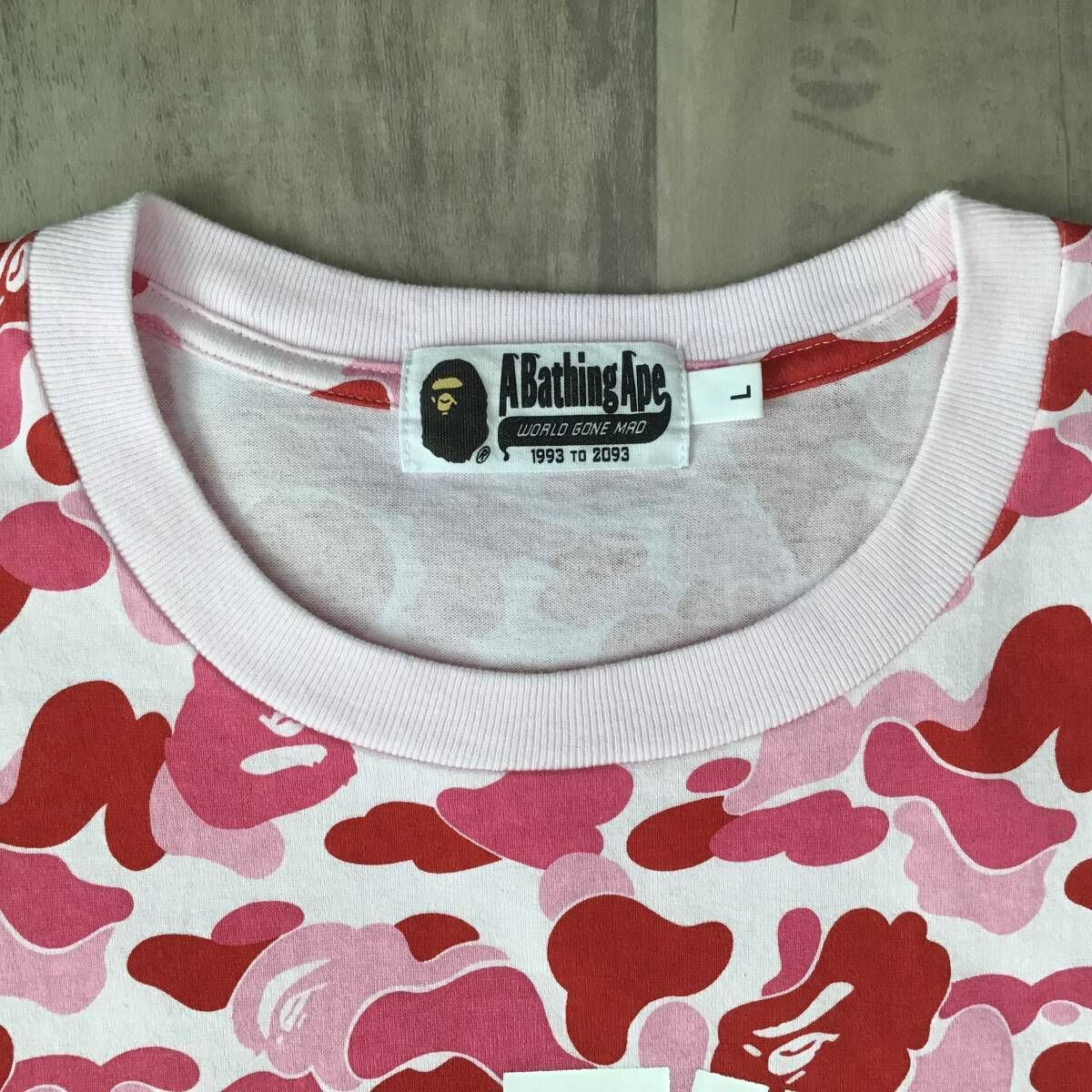 ABC camo pink カレッジロゴ Tシャツ Lサイズ a bathing ape BAPE 