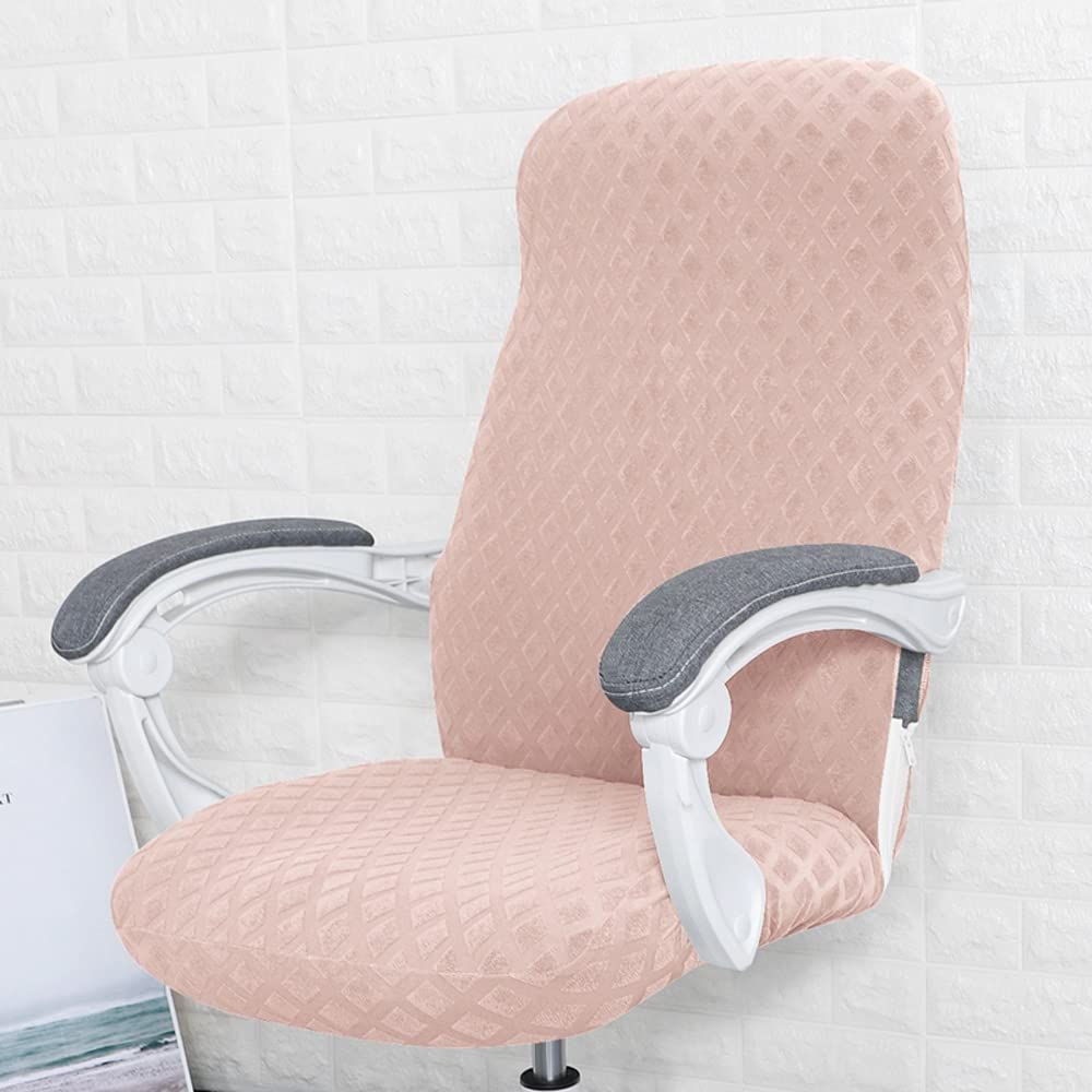 新着商品 オフィス椅子カバー耐水性事務椅子回転式椅子用 一体式ファスナー付き伸縮素材 ストレッチジャカード 取り外し ユニバーサル＆取り外し な洗える L ピンク pink … WWW_NOITHATQUANGTHANH_NET