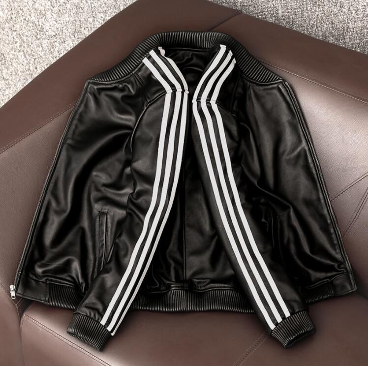 上質 メンズ レザー ジャケット シープスキン 羊革 刺繍 キルティング