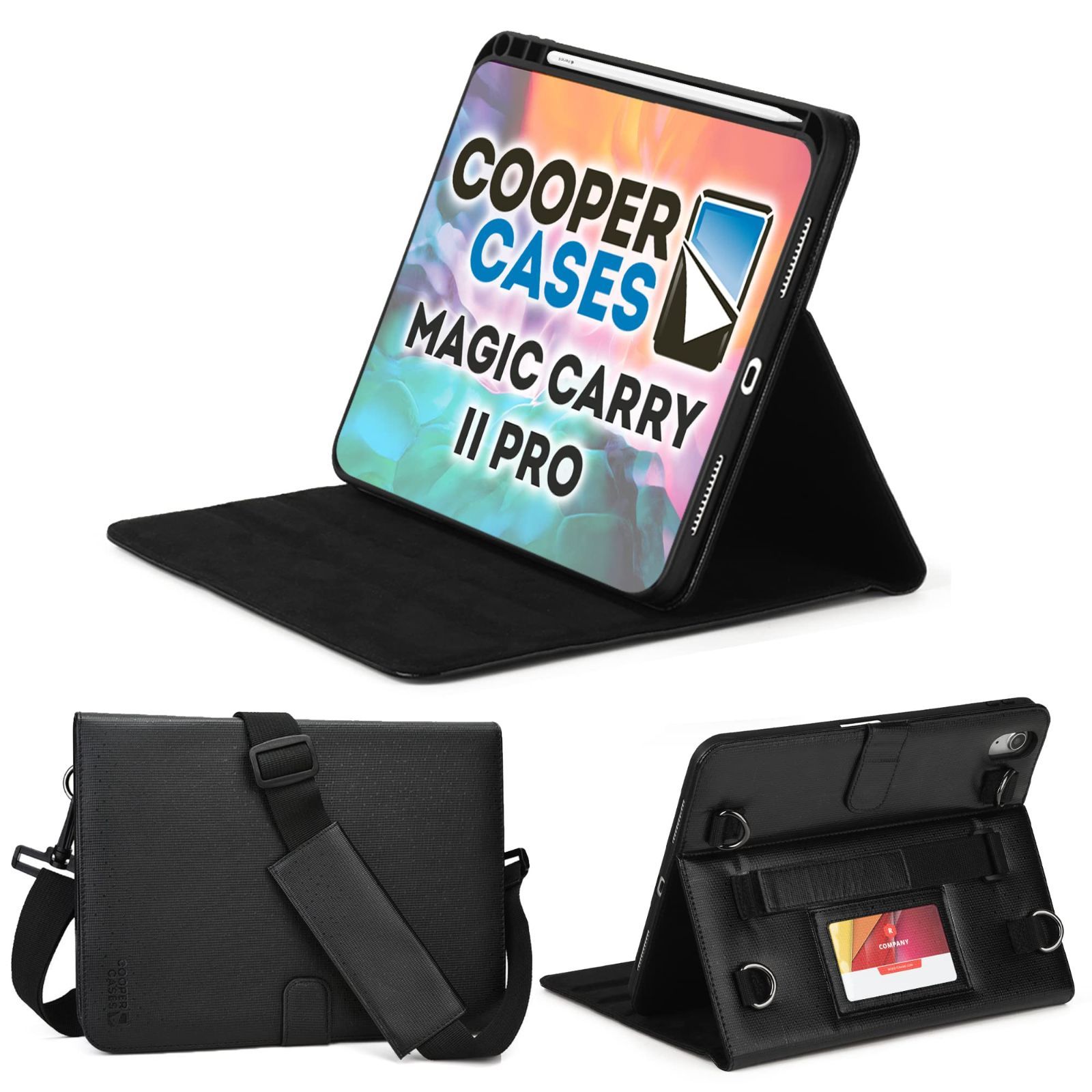 【数量限定】カバー (ブラック) スタンド ペンホルダー ペン収納 収納 Pencil Apple 】 2022 第10世代 10.9 iPad 【 ケース ストラップ ハンド ショルダー II PRO CARRY MAGIC Cases Cooper