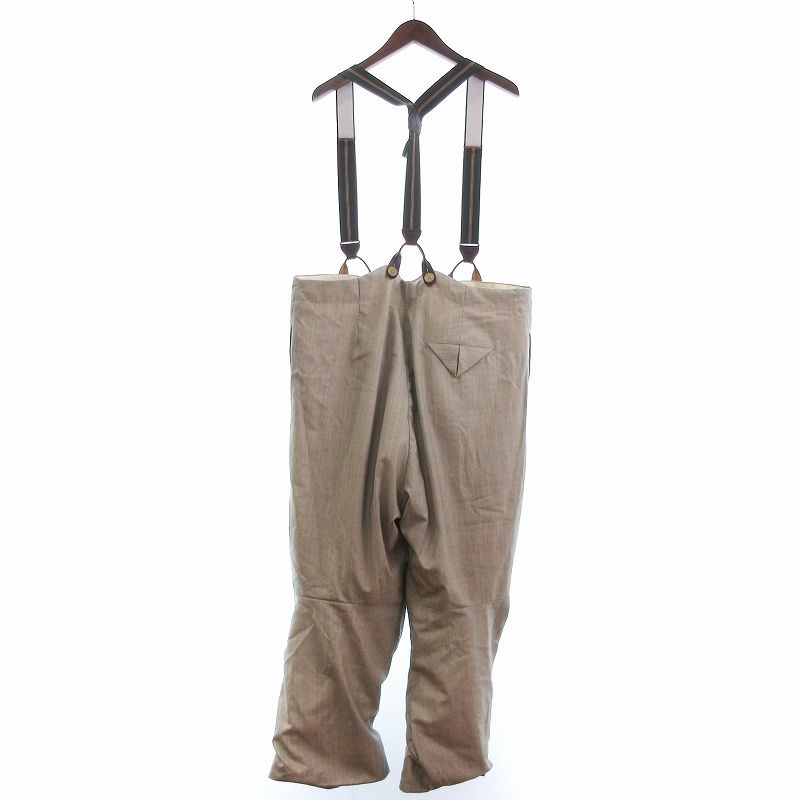 美品 Paul Harnden ポールハーデン リネン サスペンダーパンツ M Paul Harnden(ポールハーデン) サスペンダー付パンツ グレー系