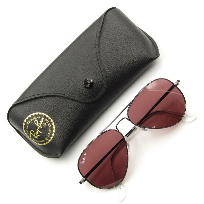 美品 Ray-Ban レイバン サングラス RB3689 AVIATOR METAL II イタリア製 アビエーター 偏光 ティアドロップ 004/AF ガンメタル65007076