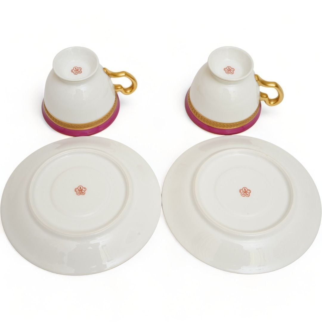 希少】大倉陶園 色蒔エンボス デミタスカップ&ソーサー マロン 2客  