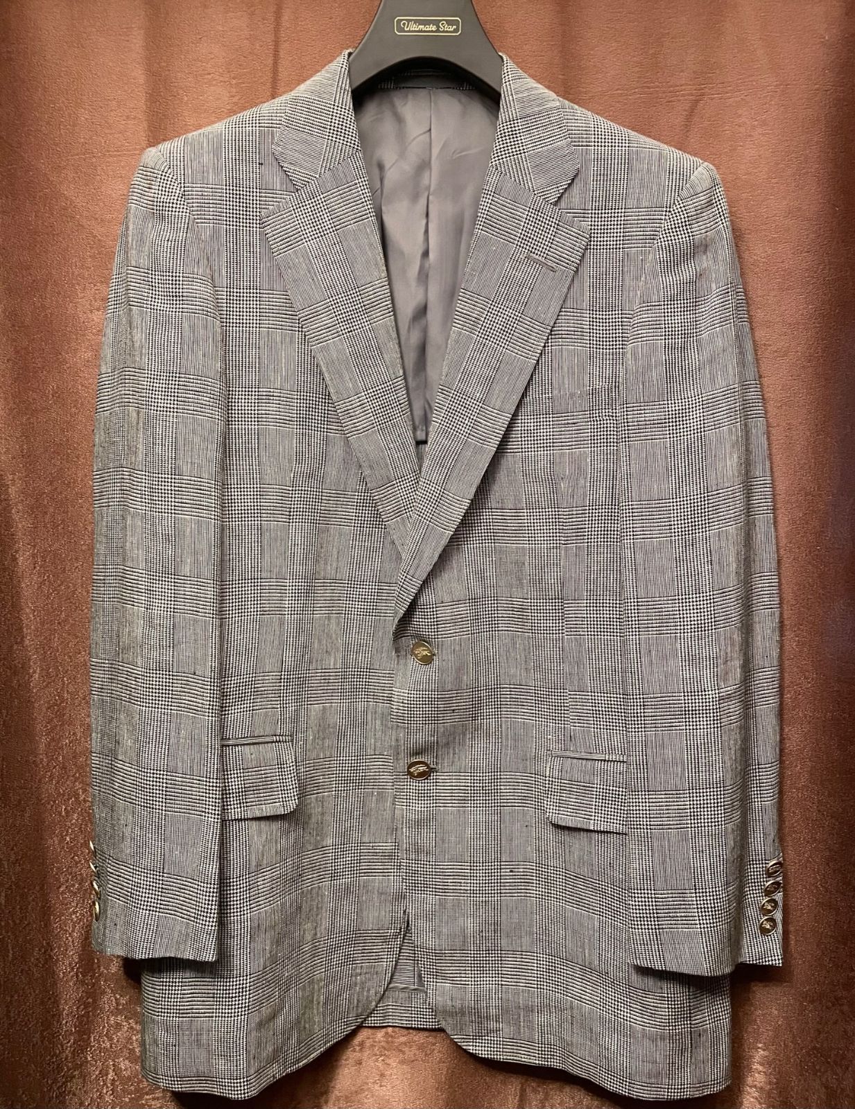 希少 VINTAGE BURBERRYS グレンチェック柄リネンテーラードジャケット