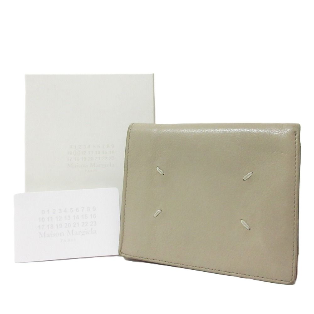 Maison Margiela 11 メゾンマルジェラ レザー 二つ折り財布 コンパクトウォレット S55UI0188 ベージュ メンズ 古着