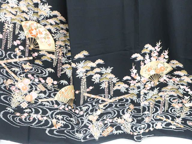 さよっち☆振袖のみ☆振袖フルセット(9点)・三つ紋刺繍・色無地振袖・比翼仕 振袖 身丈167.5cm 裄丈68cm L 袷 袋帯フルセット 菊 鶴 金糸