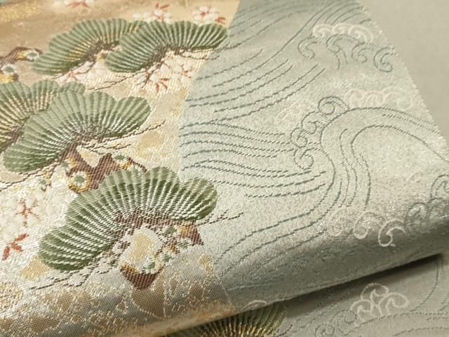 平和屋着物▽六通柄袋帯 唐織 寿松錦照 金糸 正絹 逸品
