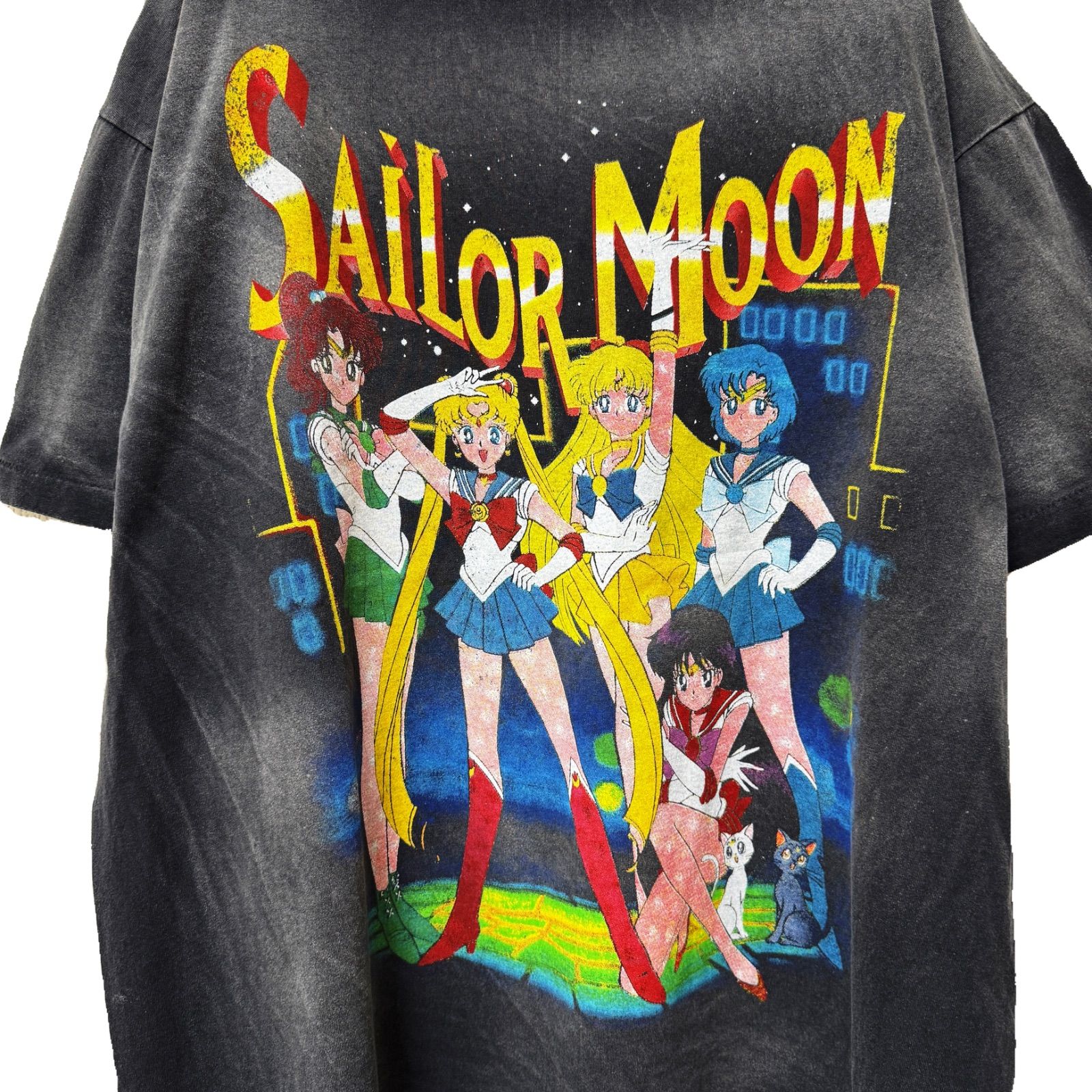 セーラームーン Tシャツ XL ブラック 90s風 両面プリント アニメ