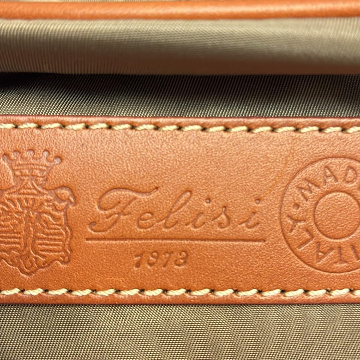 カーキ×ダークブラウン ミニバッグ