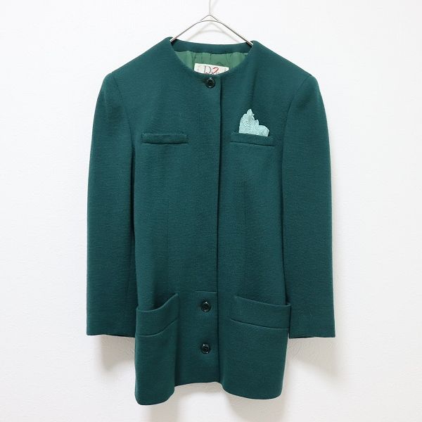 クリスチャンディオール ChristianDior イタリア製 ヴィンテージ ジャケット ノーカラー チーフ付き x934220n