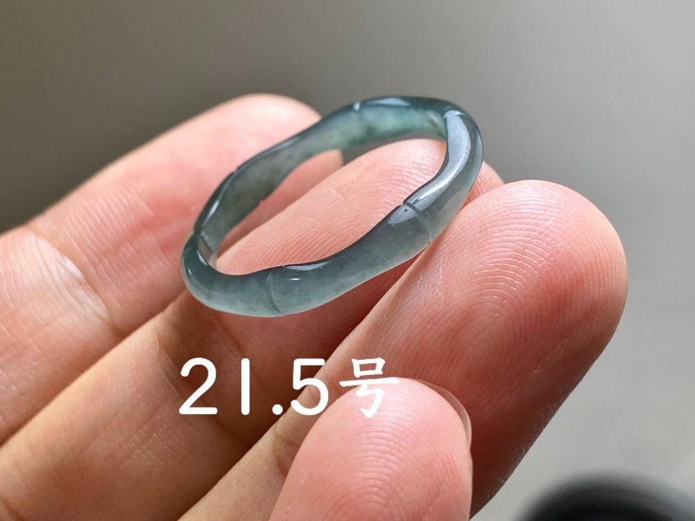 L13-217細身高氷種竹節リング13.5号グアテマラ産A貨本翡翠