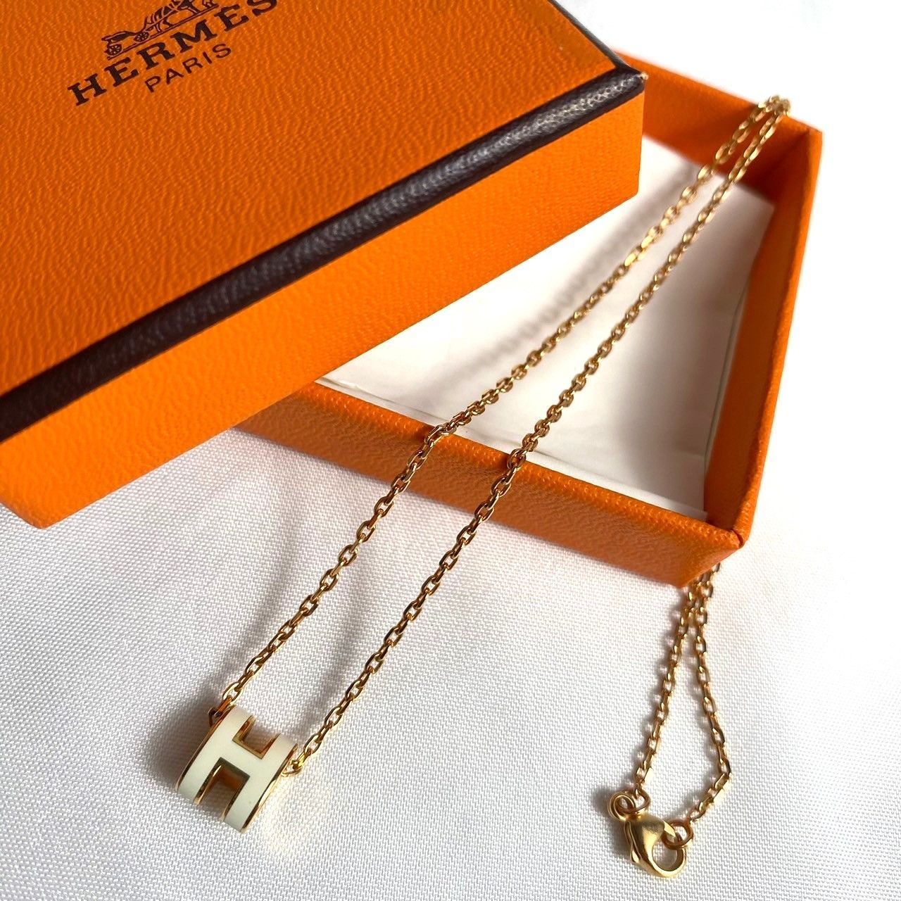 HERMESネックレス ミニポップH ホワイト HERMES エルメス ミニポップH