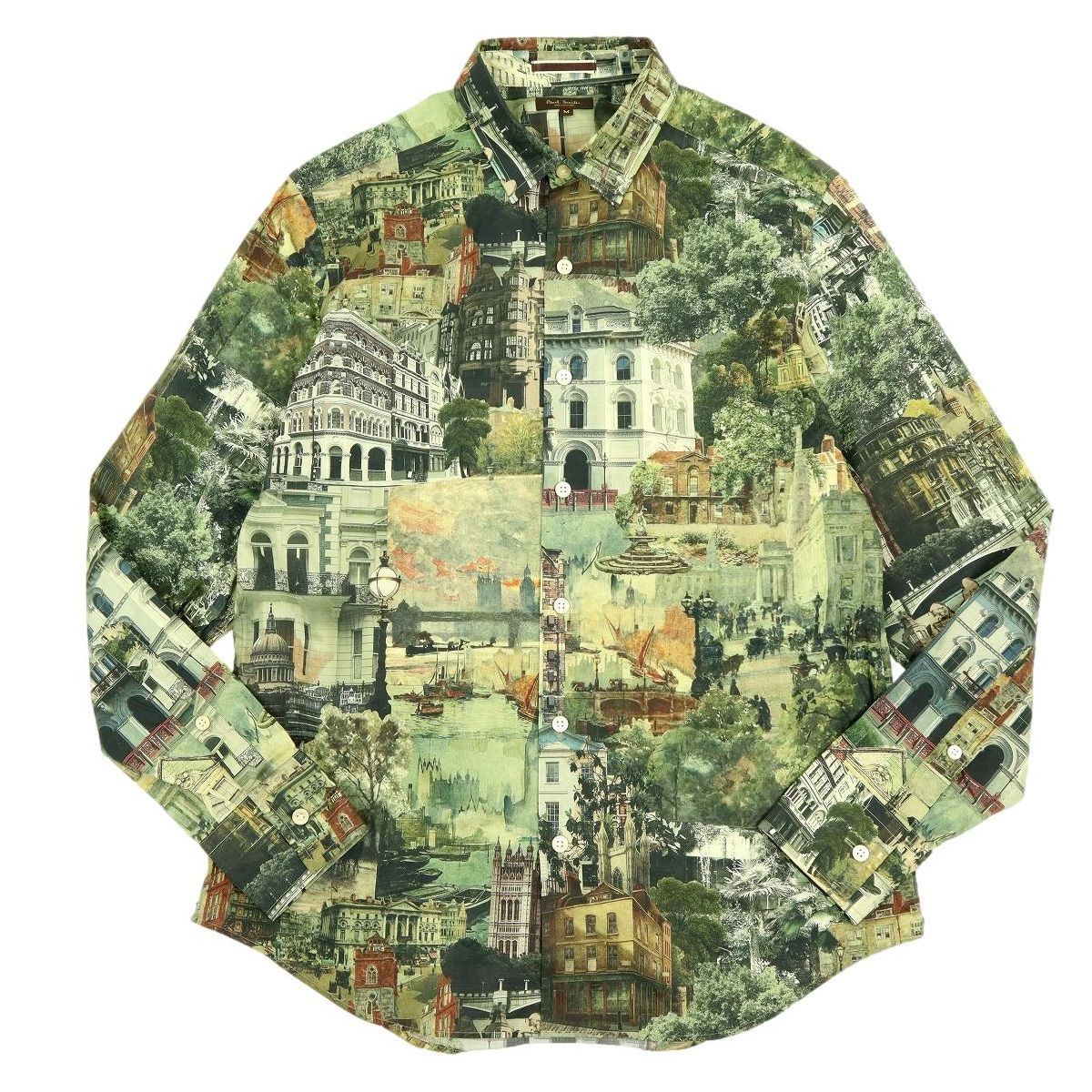 S3561 日本製 Paul Smith COLLECTION ポールスミスコレクション 長袖シャツ ロンドンプリントシャツ 204381 サイズM