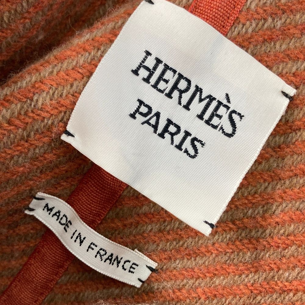 HERMES エルメス ウールコート セリエボタン ブラウン系 34