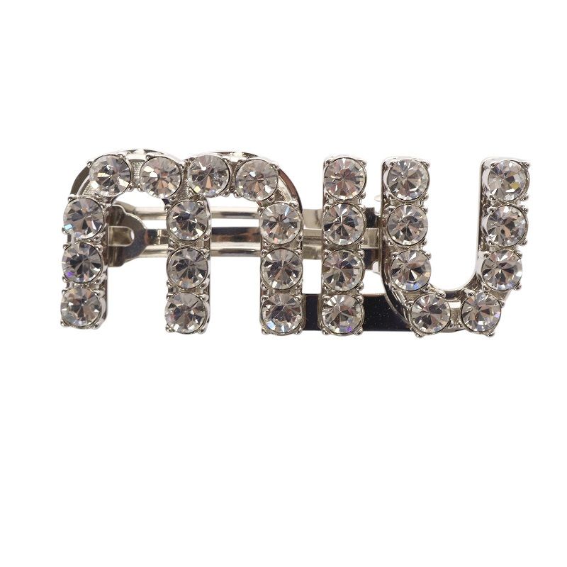 ミュウミュウ miumiu クリスタル ヘアクリップ バレッタ シルバー色