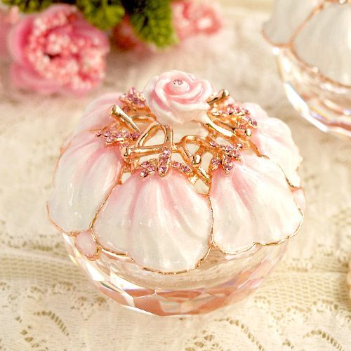 GC001【正規品】＜トゥインクルボックス フルール＞バラの花びらのモチーフ ピィアースのガラス小物入れ ギフト 可愛い  誕生日プレゼント 母の日 ピィアース PIEARTH 東京銀座ピカルス 東京