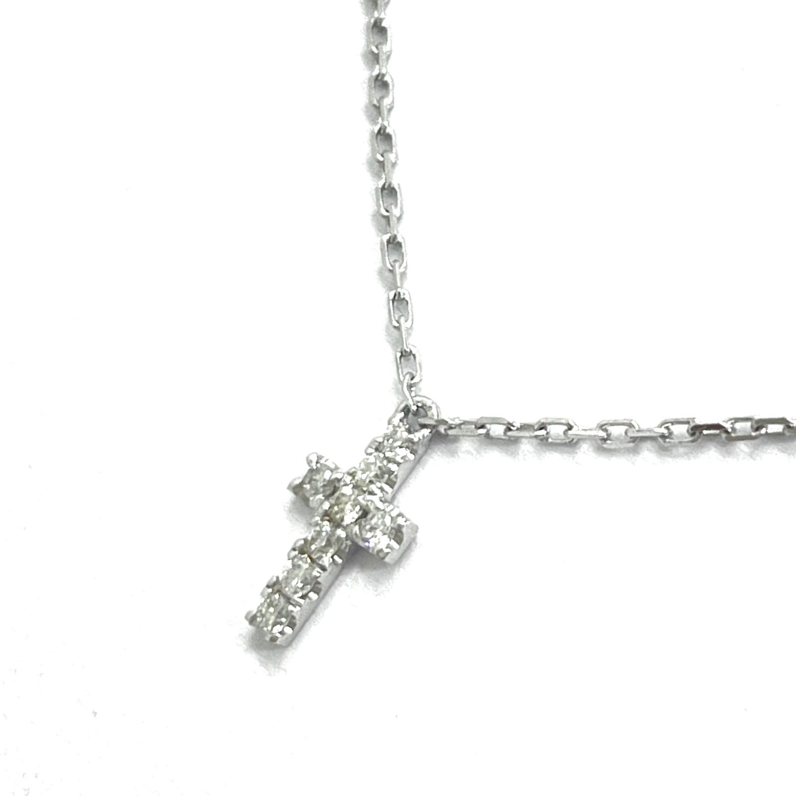 AHKAH シルバー ダイヤクロスネックレス フラワー