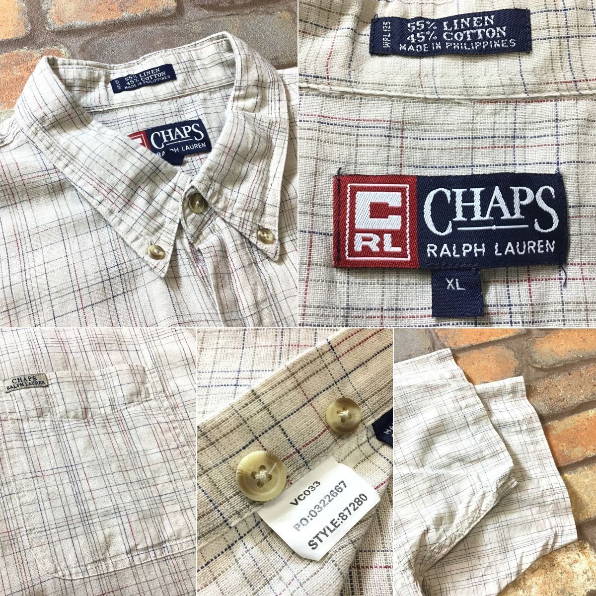 ME3-419☆廃盤ライン☆リネン混☆良品【CHAPS RALPH LAUREN ラルフ