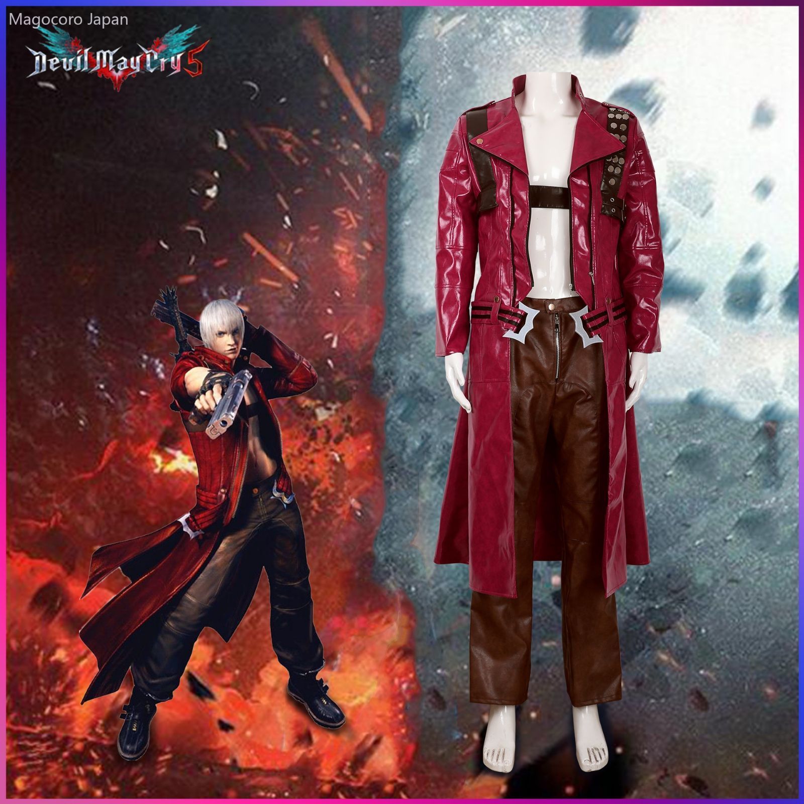 DMCコスプレ衣装レザーコートセットトニー レッドグレイブMayCry3ダンテDevil