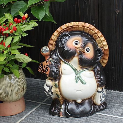 信楽焼 8号開運狸 開運札付き 陶器 26cm 1.5kg 普通色 ta-0010