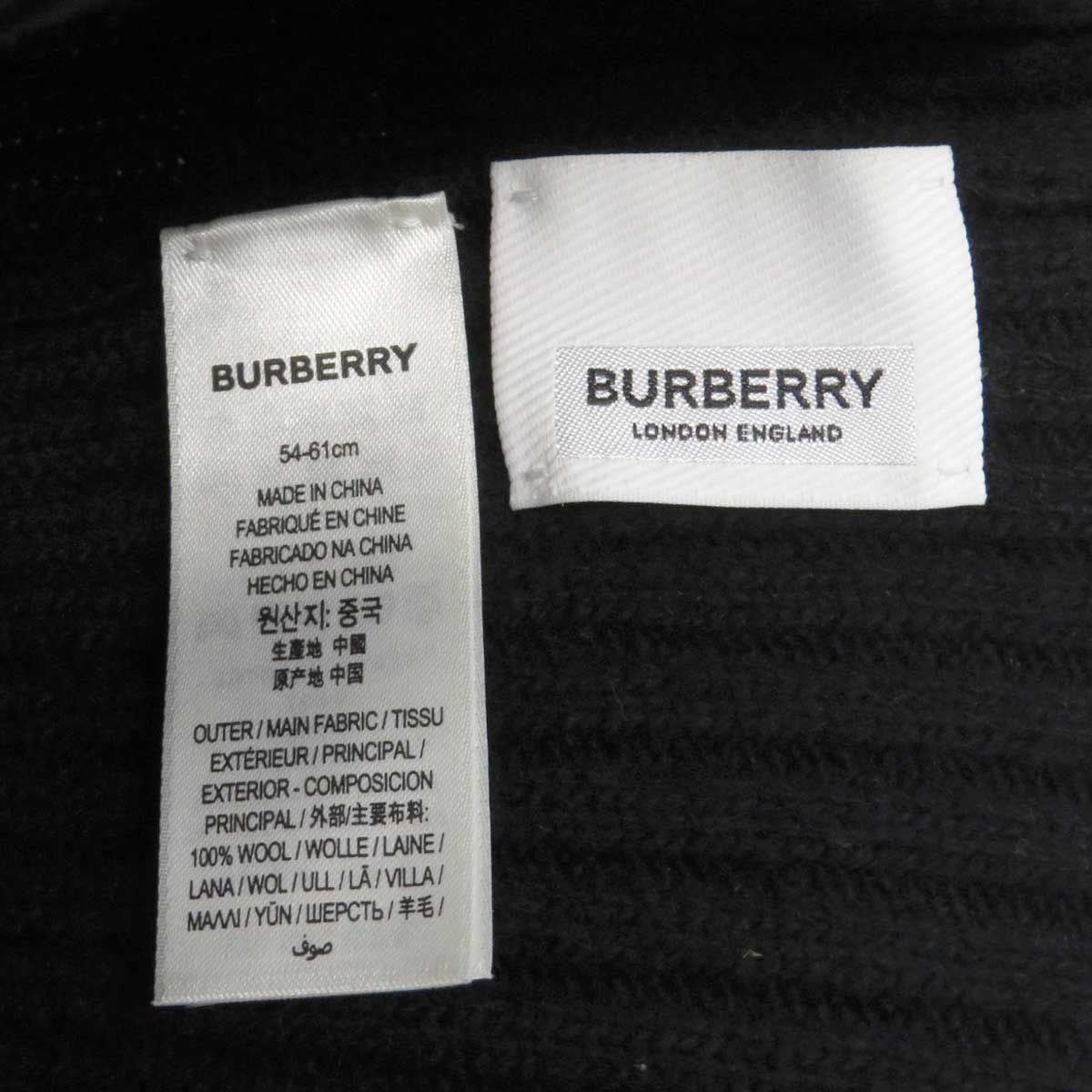 品質保証 ! バーバリー ロゴ ワッペン ニットキャップ 8022864 ユニセックス ブラック BURBERRY アパレル 小物 親孝行の