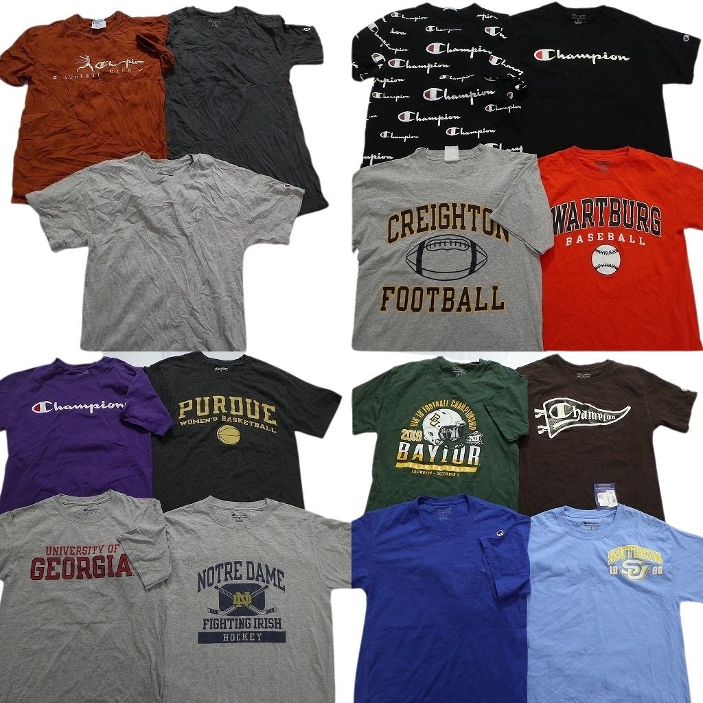 SALE 古着卸 まとめ売り チャンピオン 半袖Tシャツ 15枚セット (メンズ S /M ) カラー系 カレッジ風 MT2109