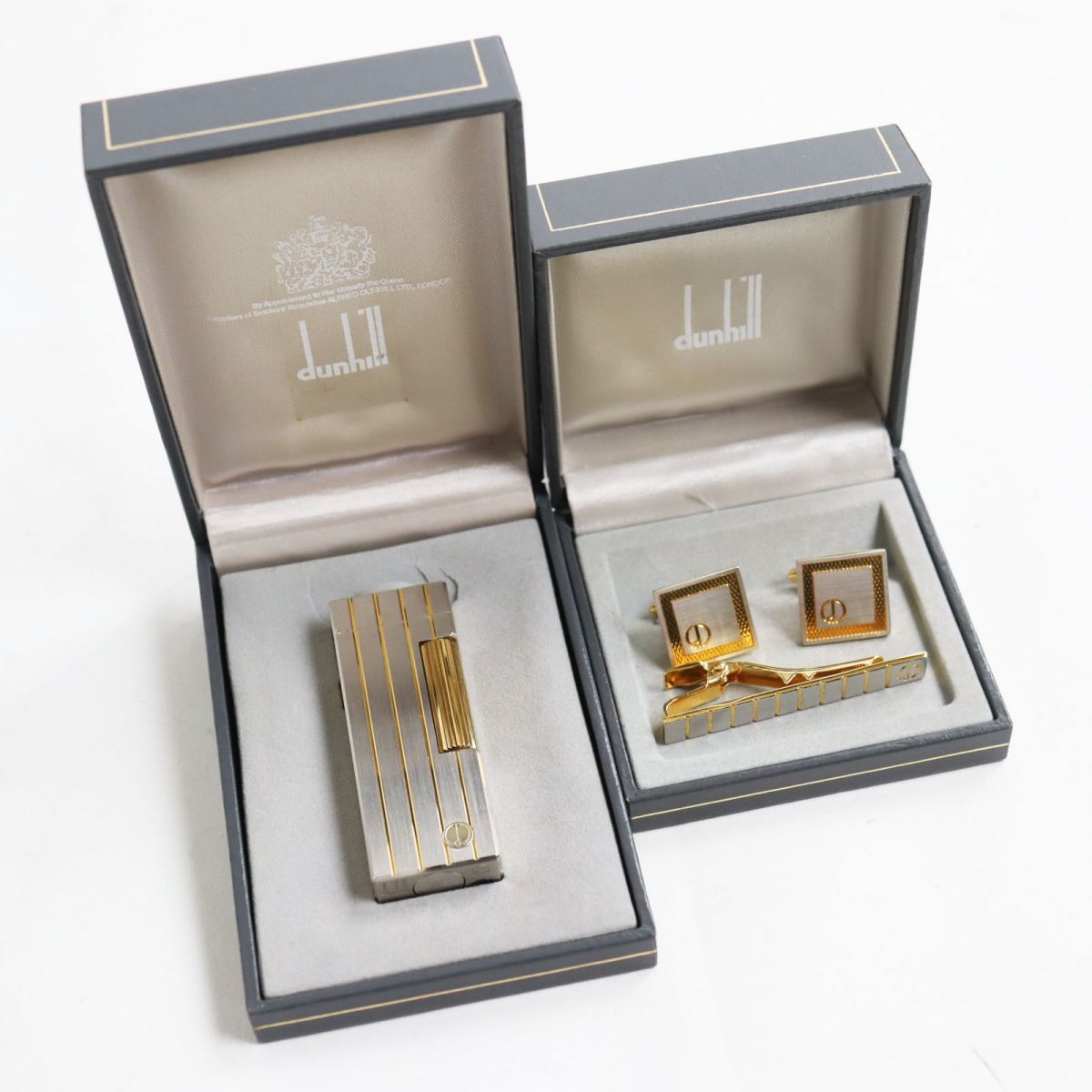極美品○ダンヒル ストライプ ガスライター/カフス/カフリンクス  