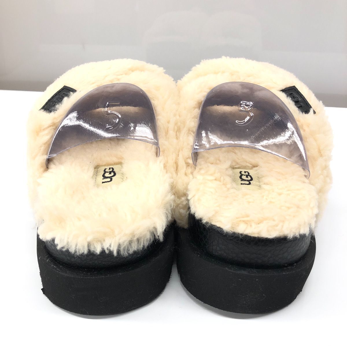 UGG アグ ファー サンダル クロス 厚底 W FUZZ SUGAR CROSS SLIDE 