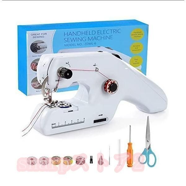 ハンドミシン 初心者向 電動 小型ハンディ ２本糸縫 お手軽ミシン コンパクト ミシン 簡単ミシン 片手で縫える ハンディミシン 手持ちミシン