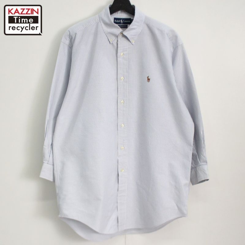 90s vintage RALPH LAUREN ストライプ柄 YARMOUTH ボタンダウン 長袖シャツ メンズ 表記15 1/2サイズ