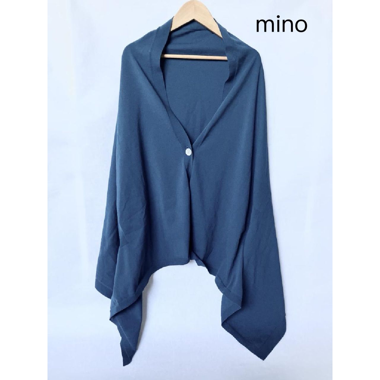 【美品】　中川政七商店 mino ストールポンチョ　和紙　ネイビー 洗える和紙のストールポンチョ
