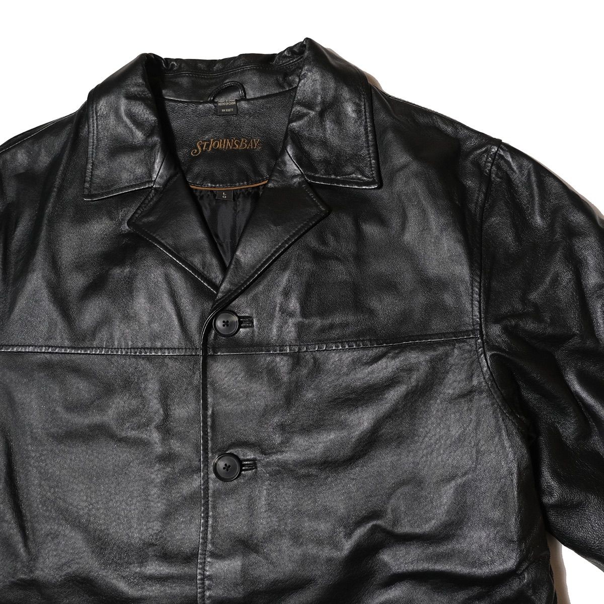 00 s JCペニー セントジョンズベイ レザー カーコート 黒 L ブラック レザージャケット 00年代 旧タグ ストア系 ST.JOHN S BAY アメリカ古着 ビンテージ ヴィンテージ KANDAIZUMI_COM