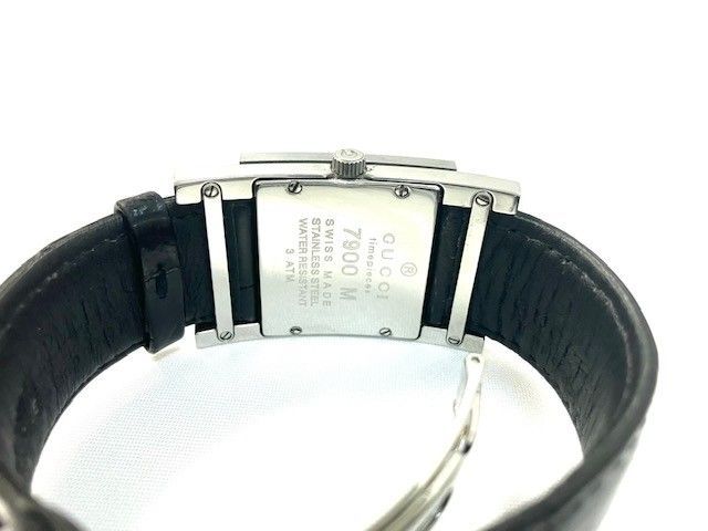 美品☆ GUCCI グッチ 7900M スクエア 黒文字盤 クォーツ レザー - メルカリ