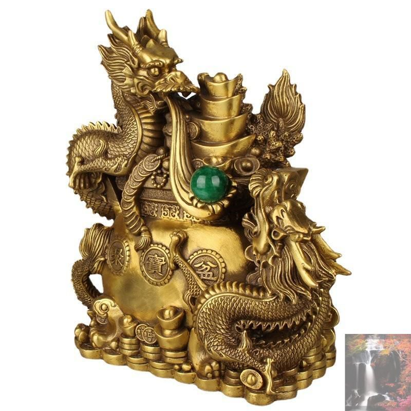 新品未使用】龍 ドラゴン 金 黄金 ゴールド 置物 オブジェ 金龍