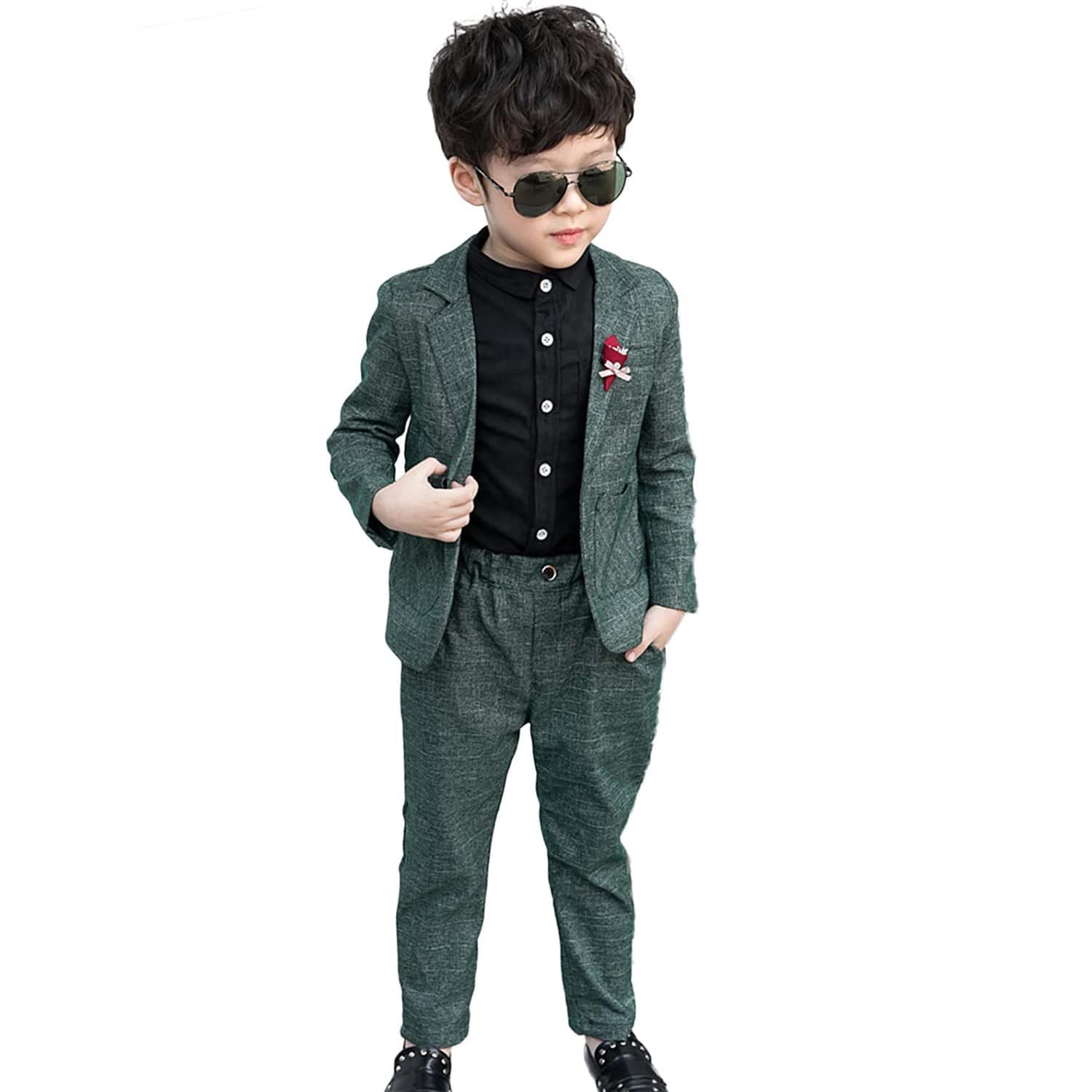 Size:120_Color:グリーン [LOLANTA] 子供 フォーマルスーツ 男の子 キッズ フォーマル チェック柄 2点セット 子供服 セットアップ 入学式 卒業式 発表会 紳士服 入園式 卒園式 七五三 結婚式 グリー