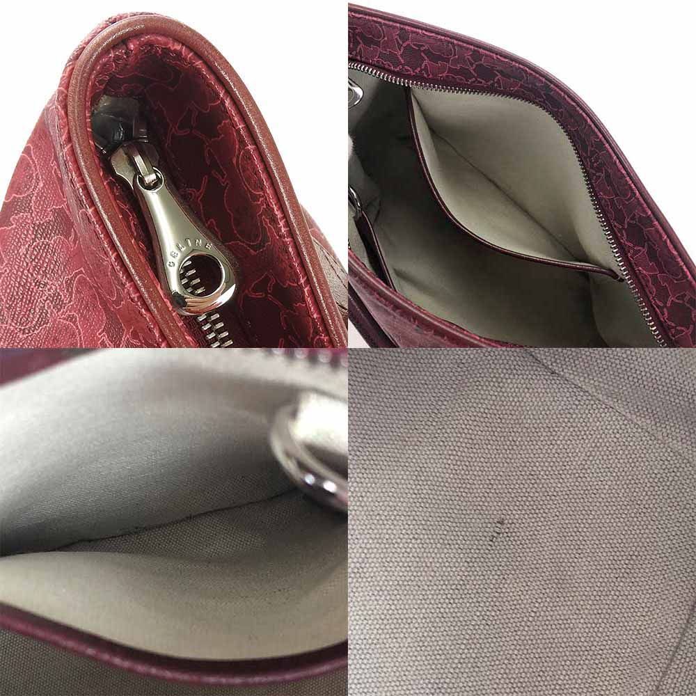 中古 セリーヌ ハンドバッグ PVC レザー 革 ボルドー系 ピンク系 馬車 普段使い レディース 女性 CELINE  hand bag red leather 中古】 セリーヌ ハンドバッグ PVC レザー 革 ボルドー系 ピンク系