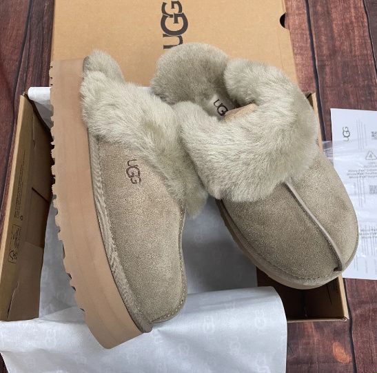 美品】UGG アグ ディスケット ムートンスリッパ 厚底 22cm-