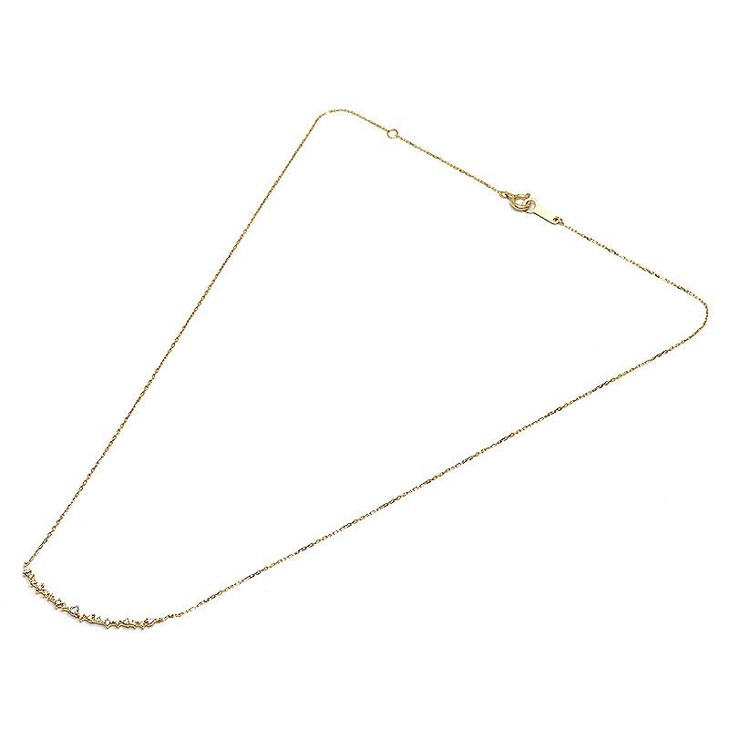 美品【4℃　ヨンドシー】現行　K18YG ダイヤモンド　ライン　ネックレス ヨンドシー 4℃ イニシャル【Y】 ダイヤモンドピンクゴールド