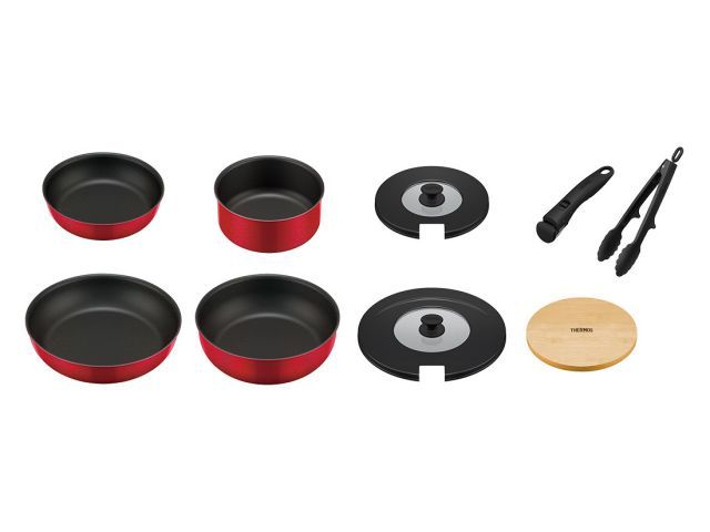サーモス 取っ手のとれるフライパン 9点セット レッド N