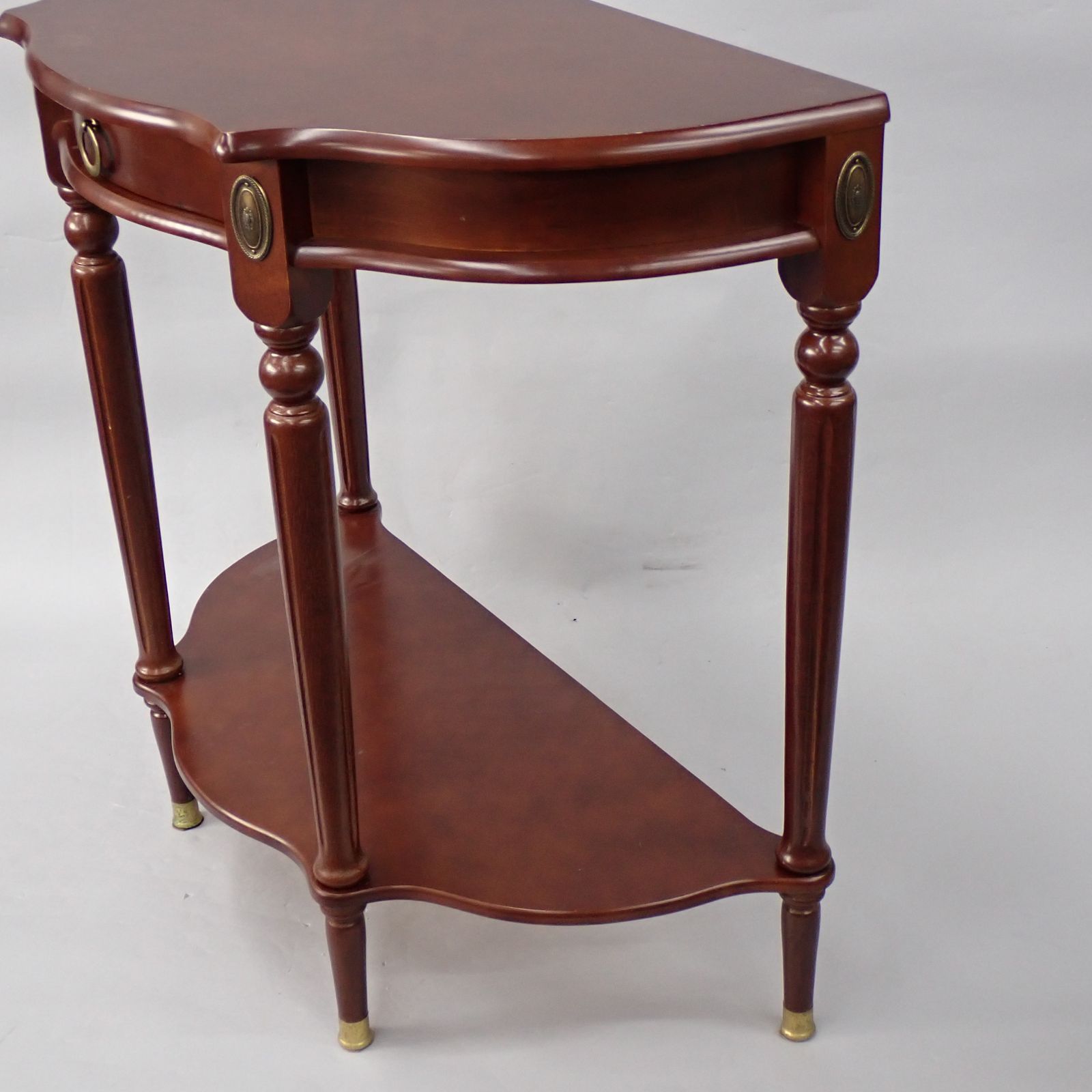 木製コンソールテーブル サイドテーブル 半月型 引き出し付き