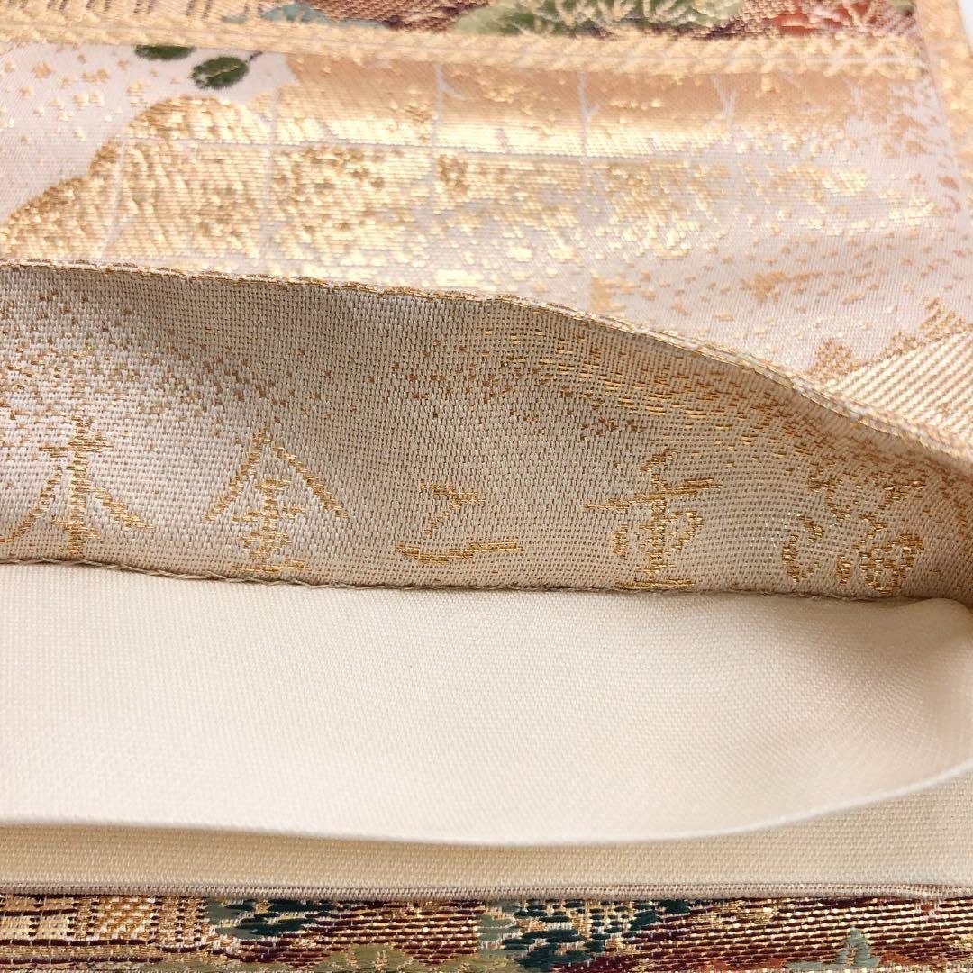 袋帯 本金二重箔 金閣寺 松 萩 金糸 薄香色 ガード加工 O-3557 - メルカリ 