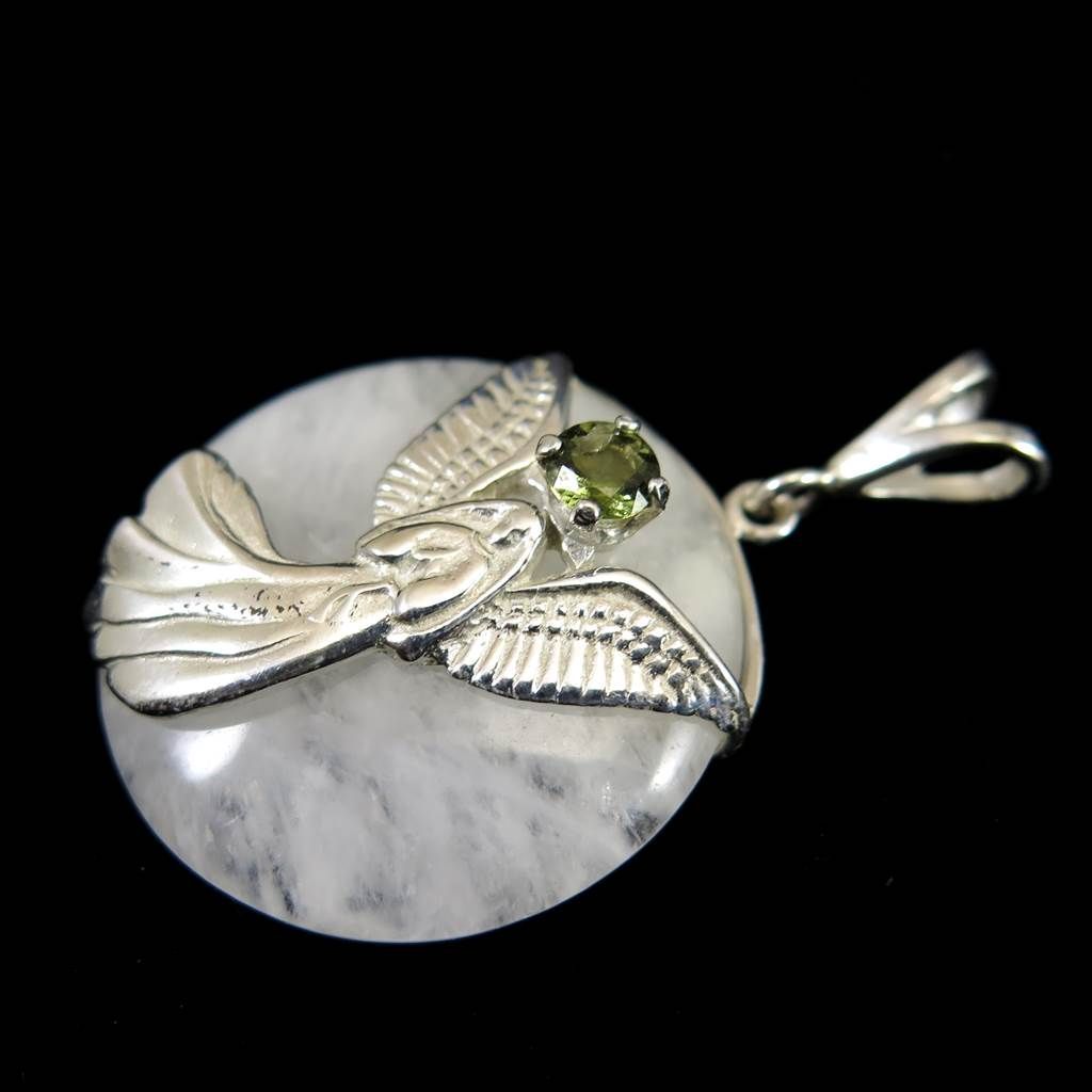 モルダバイトエンジェルペンダント H&E社 アゼツライト＋モルダバイトエンジェル ペンダント 12.87g