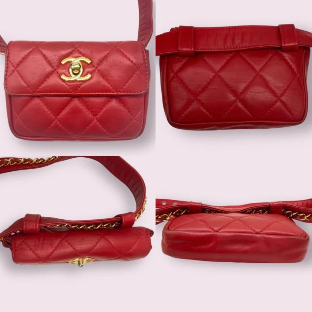 CHANEL ココマーク ウエストポーチ ラムスキン ショルダーバッグ