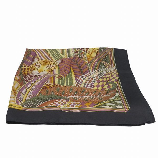 フェラガモ 大判 ヒョウ ボタニカル柄 ブランド小物 スカーフ レディース