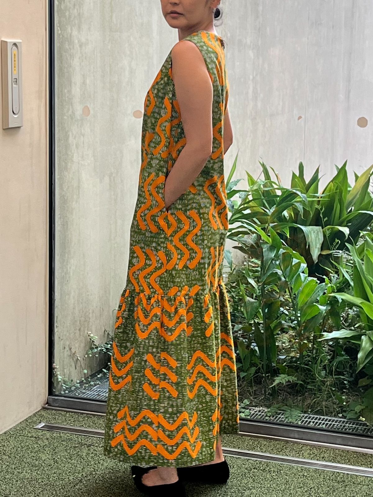 ハンドメイド アフリカ生地 折り畳み日傘 折り畳み アフリカンプリント