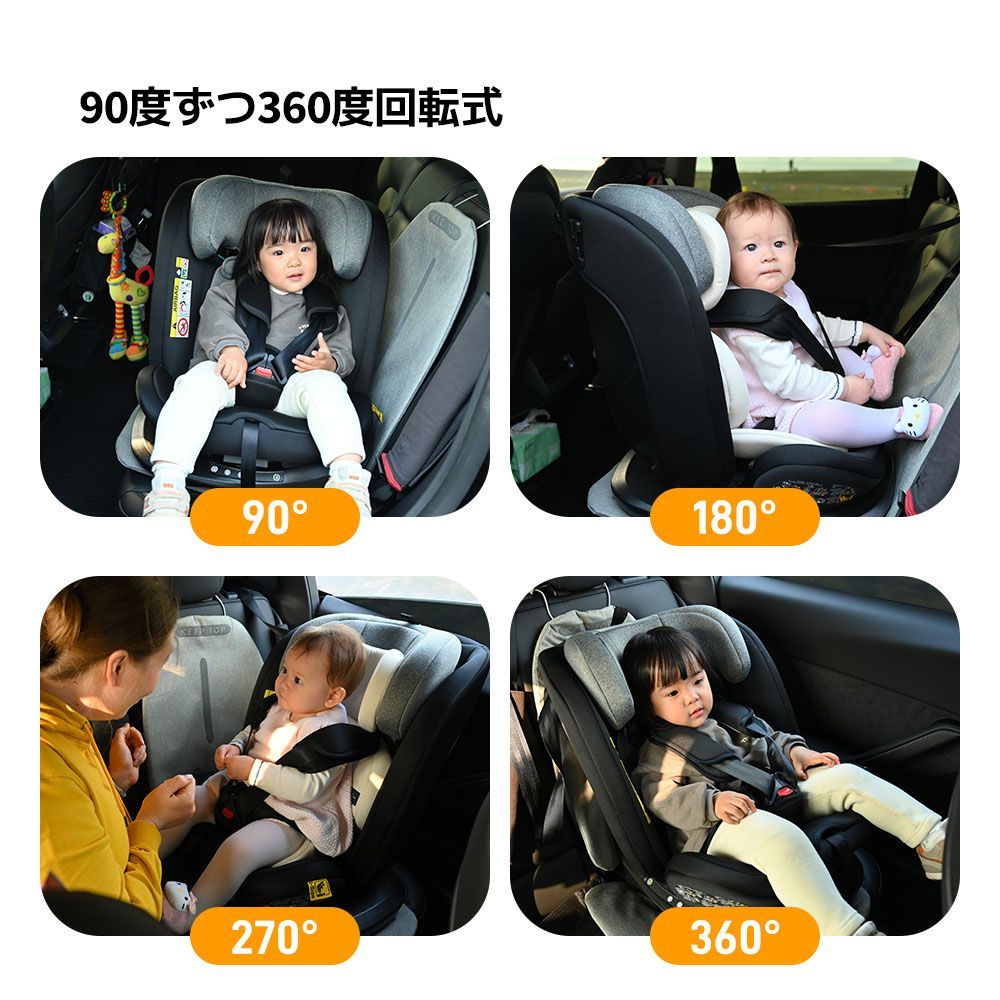 チャイルドシート 新生児 ISOFIX 0歳～12歳頃 360度回転式 40