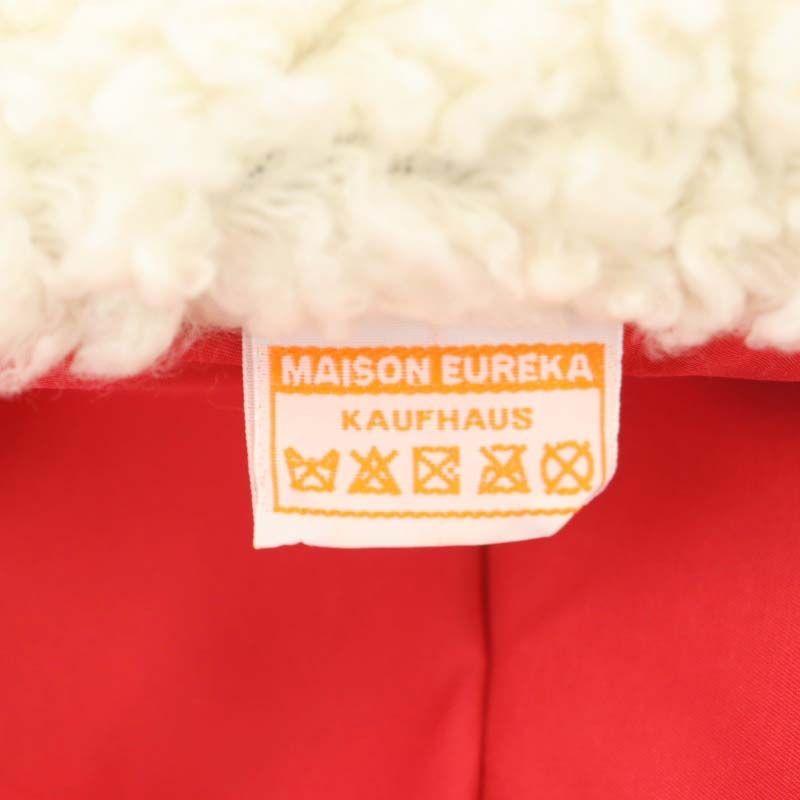 メゾンエウレカ MAISON EUREKA FLEECE LONG CARDIGAN ボア コート アウター ロング ジップアップ F オフホワイト  紺 青 /HK ■OS ■SH