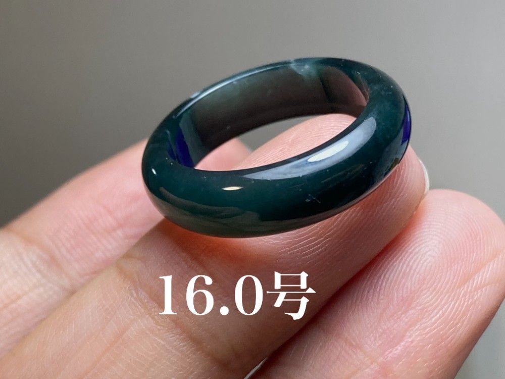 L11-99 深黒青色 16.0号 天然グアテマラ産 A貨 本翡翠 くりぬき