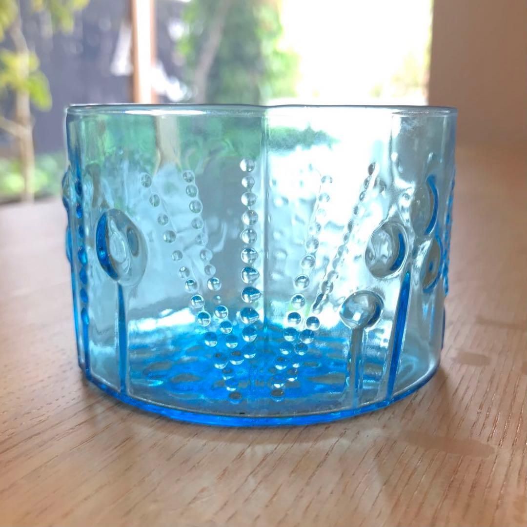 ガラスボウル Flora Nuutajarvi 安い ヌータヤルヴィ ブルー